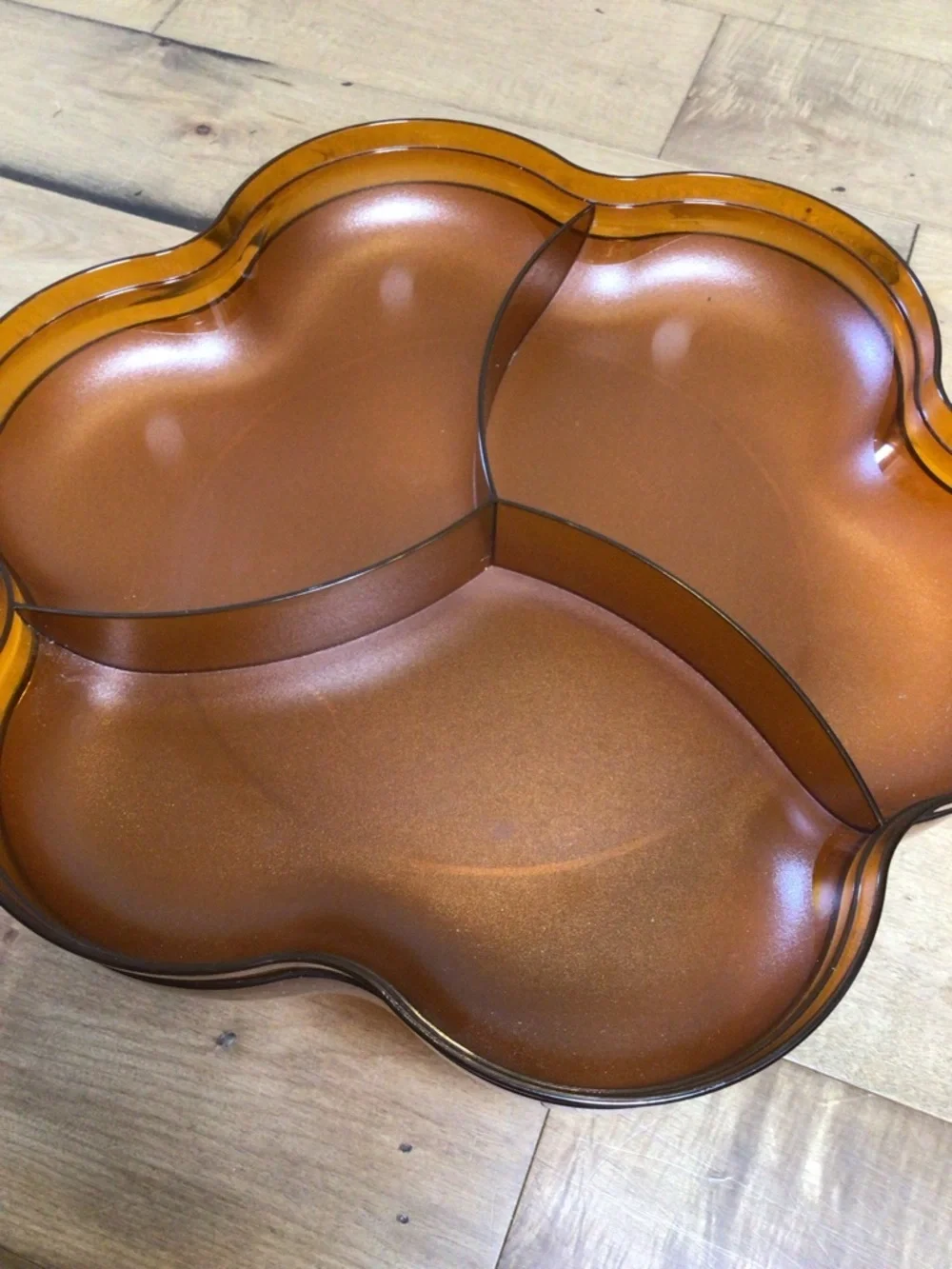 Vintage Tupperware Amber Chip Dip Serving Bowl Set Flower Divided Snack Tray.